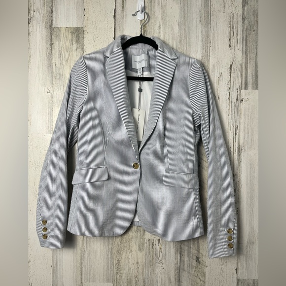 Carolina Belle Jackets & Blazers - Carolina Belle Blue and White Striped Blazer NWT Size Small